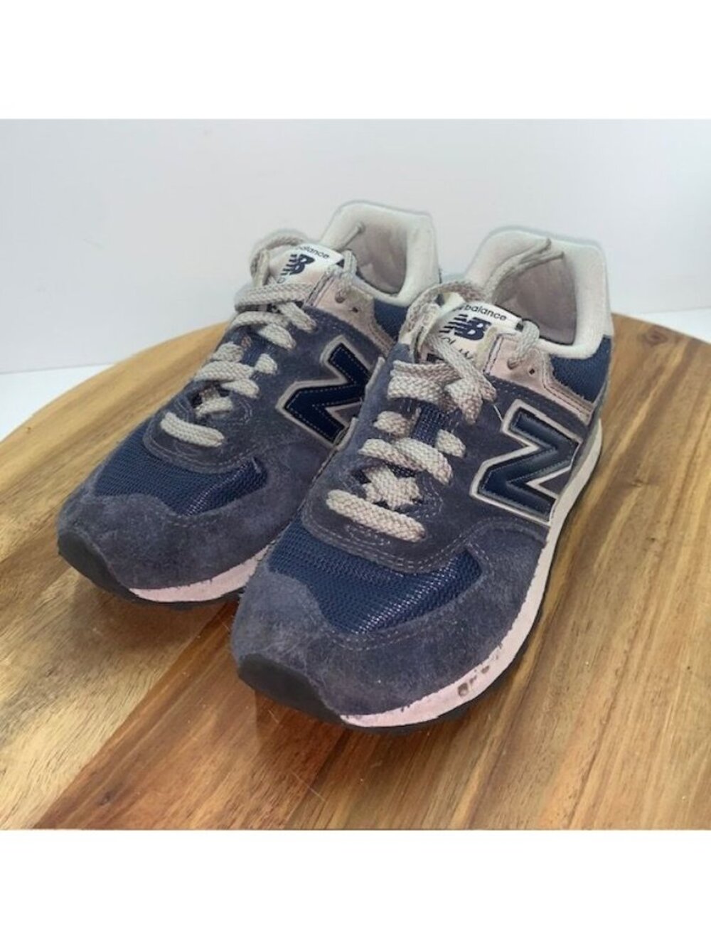Womens New Balance 574 "WL574EN" Navy Suede Running Shoes Size 5.5W
